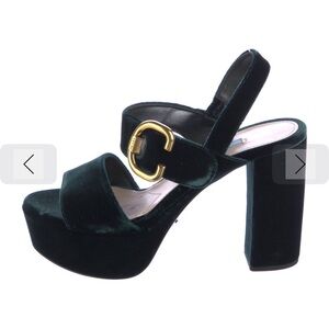 Prada Velvet Slingback Sandals size 8/38
	•	Green Platform